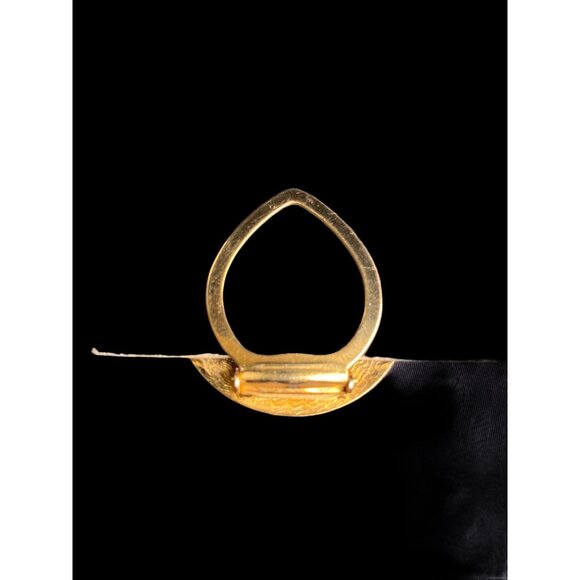 Custom Made Lieba USA Gold-Tone Scarf Ring Upcycled W/ Luxury Bag Canvas Accent - Picture 11 of 11